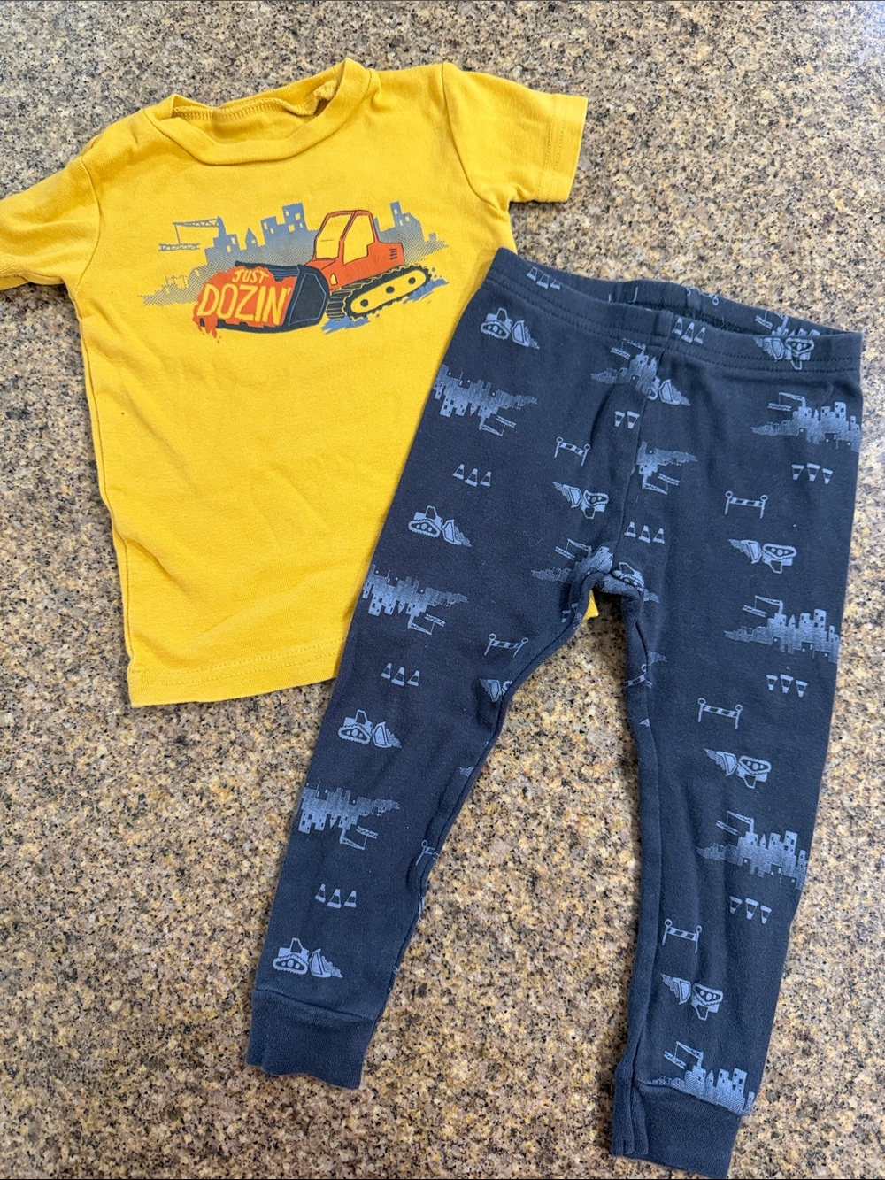 Carter's Yellow Construction Tee with Navy Print Leggings